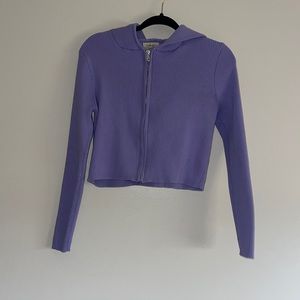 purple cropped zip up